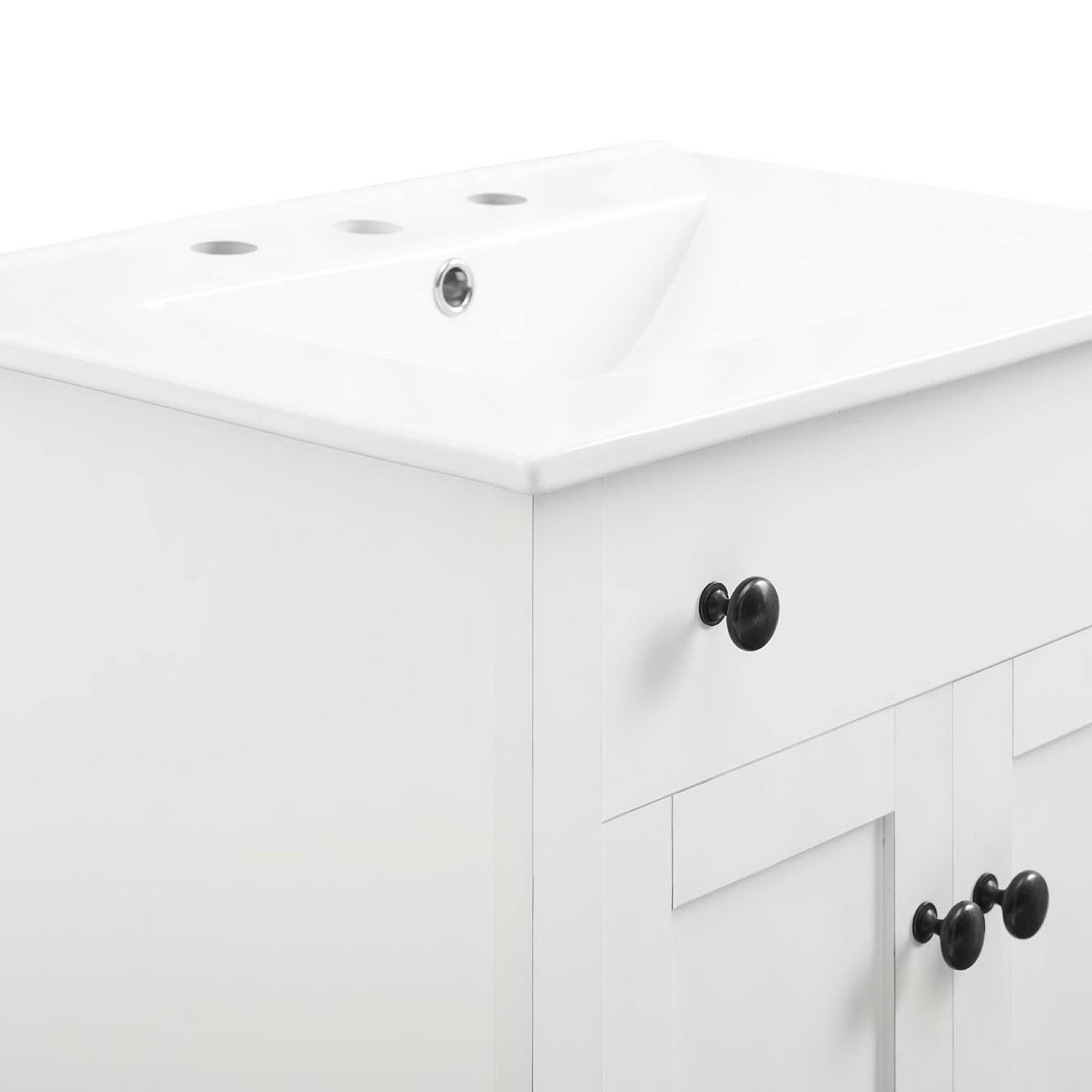 Alt View 7. Modway - Nantucket Bathroom Vanity Basin Included - White White.