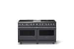 Front. Viking - 60 in. Wide 8 Burner Pro 5 Series 9.4 Cu. Ft. Freestanding Sealed LP Dual Fuel ConvectionRange - Cast Black.