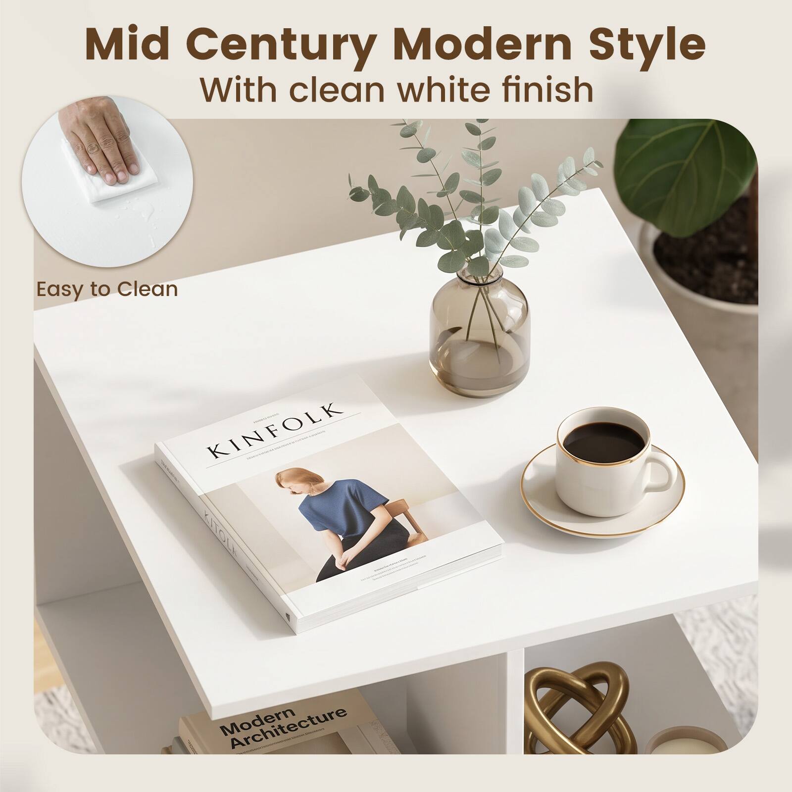 Mid Century Modern Style  
With clean white finish  
Easy to Clean  

KINFOLK | LITOLE Modern