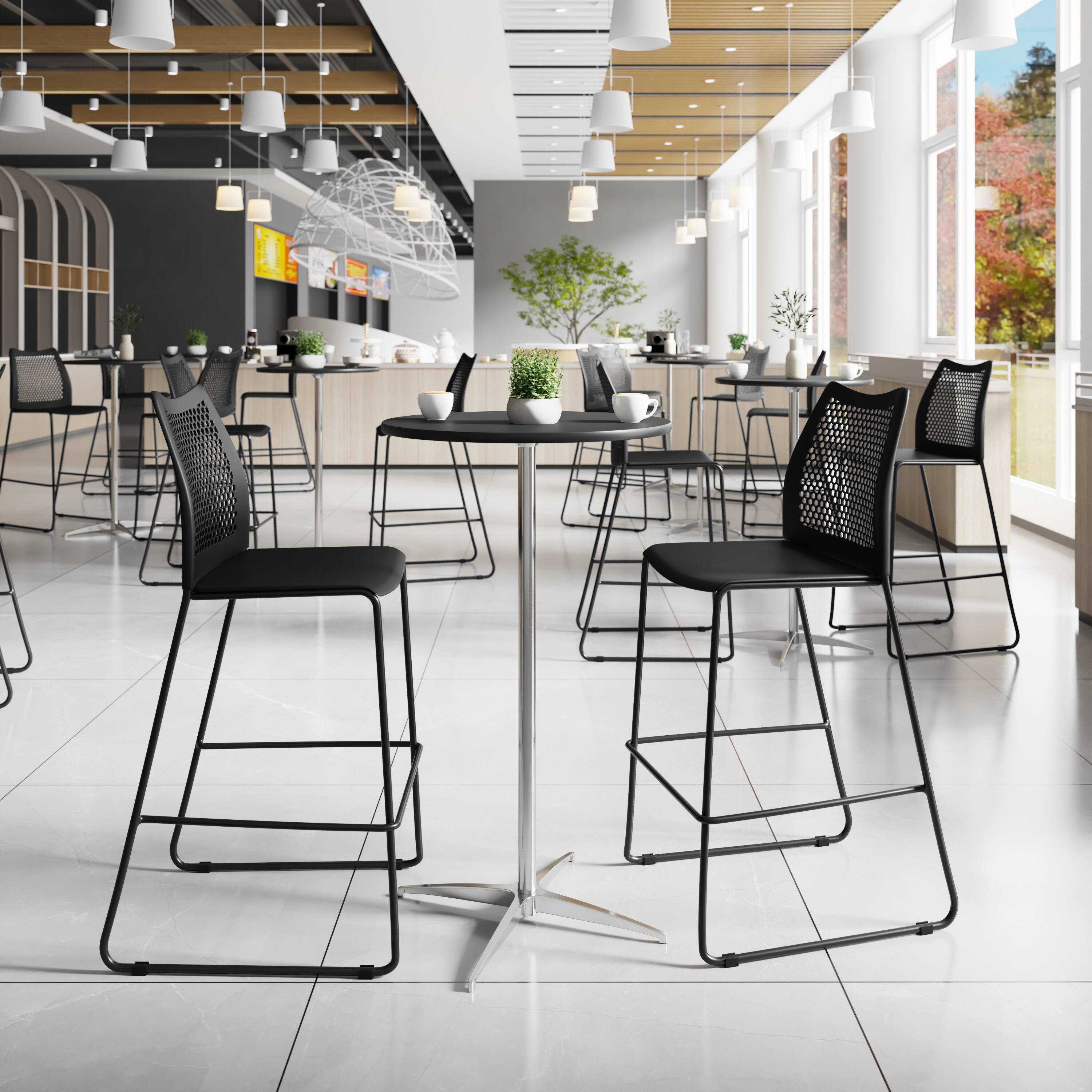 Alt View 1. Flash Furniture - HERCULES Stack Bar Stool with Air-Vent Back and Powder Coated Sled Base - Black.