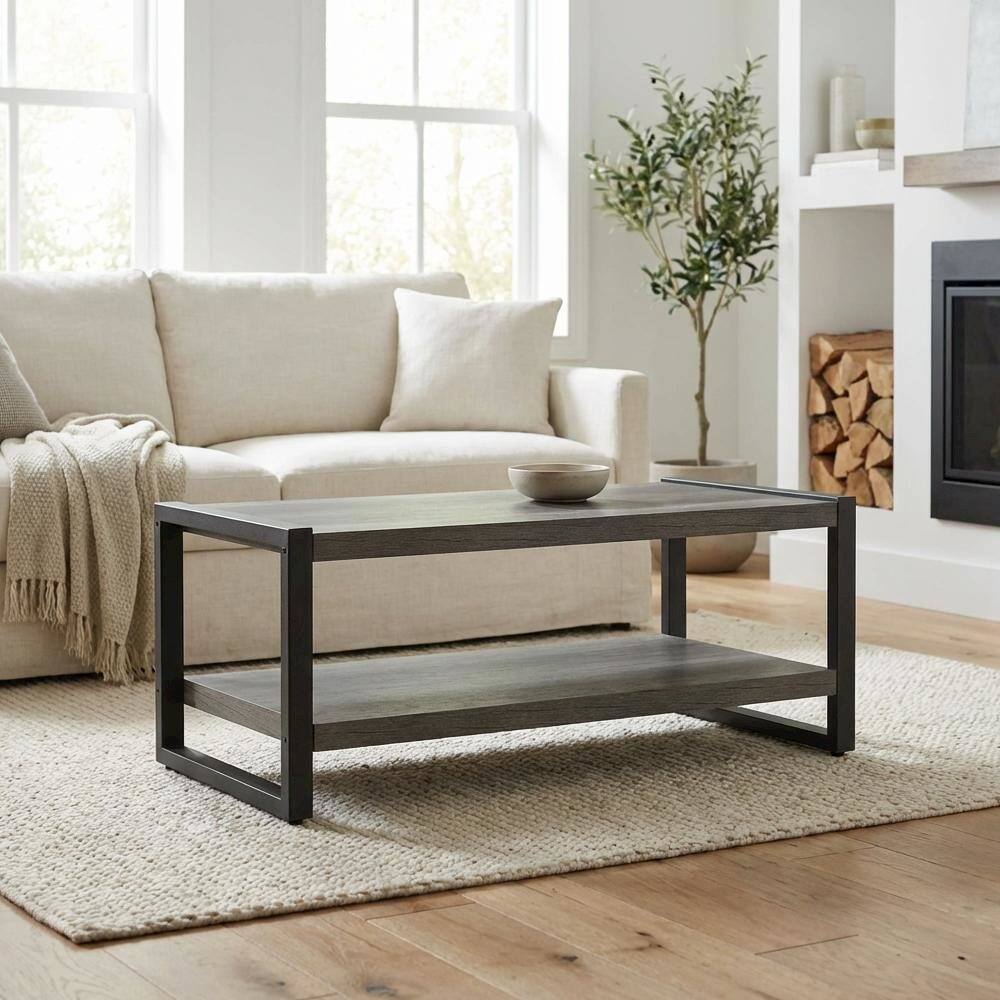 Left. Starlight Canyon Home - Gray Coffee Table, Solid and Manufactured Wood Frame - Gray.