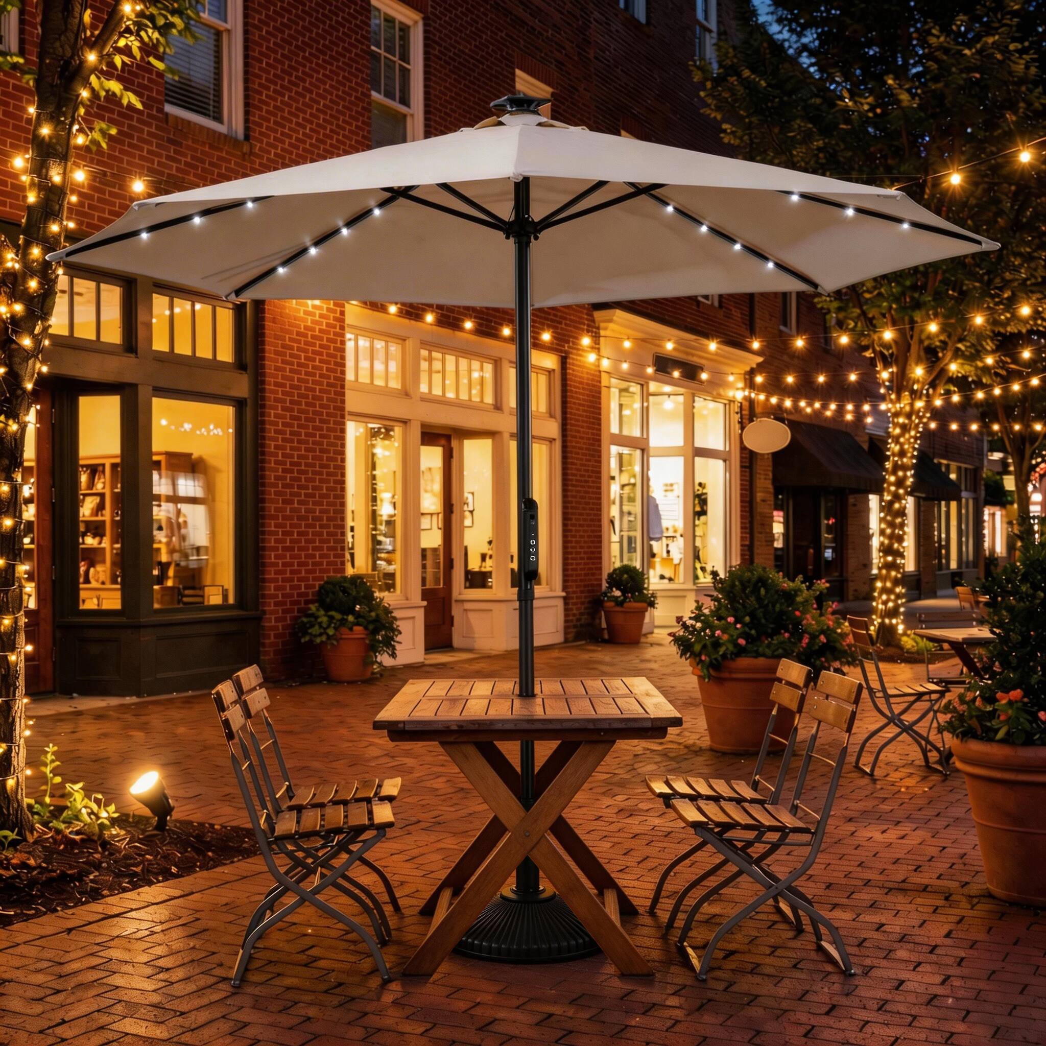 Alt View 1. Mondawe - 10ft Electric Patio Umbrella with Remote and LED Light - Tan.