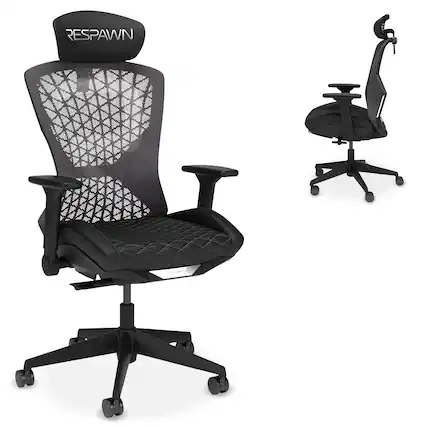 Front. Respawn Products - RESPAWN SPIRE - Ergonomic Office Chair w/ Cooling Gel Seat Cushion, Comfy Breathable Mesh Reclining Gaming Chair - Stealth Black.