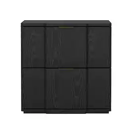 Manhattan Comfort - Clive Mid-Century Modern 22" Nightstand - Black/Gold