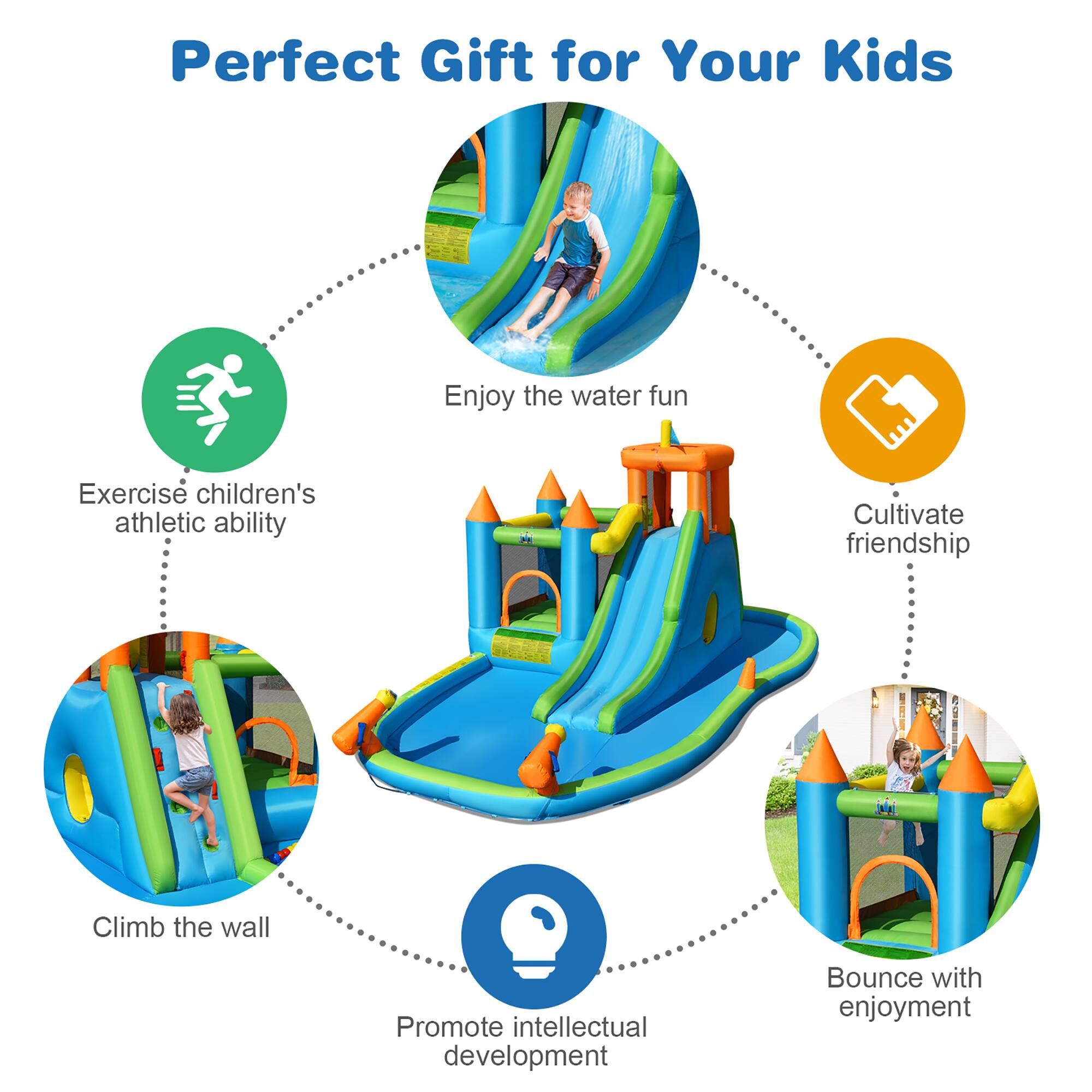 Perfect Gift for Your Kids

- Enjoy the water fun
- Exercise children's athletic ability
- Cultivate friendship
- Climb the wall
- Promote intellectual development
- Bounce with enjoyment