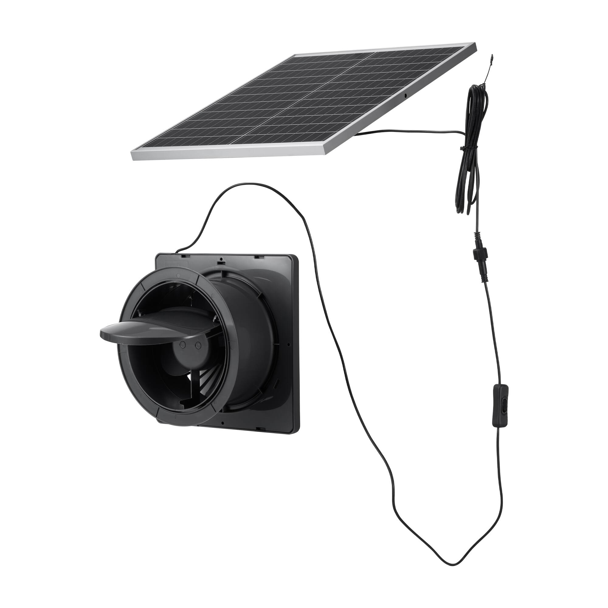Alt View 5. VEVOR - Solar Powered Fan, 25W Solar Panel with 220 CFM Airflow, Adjustable Panel Angle, 2030 RPM High-Speed, Flexible Install - Black.