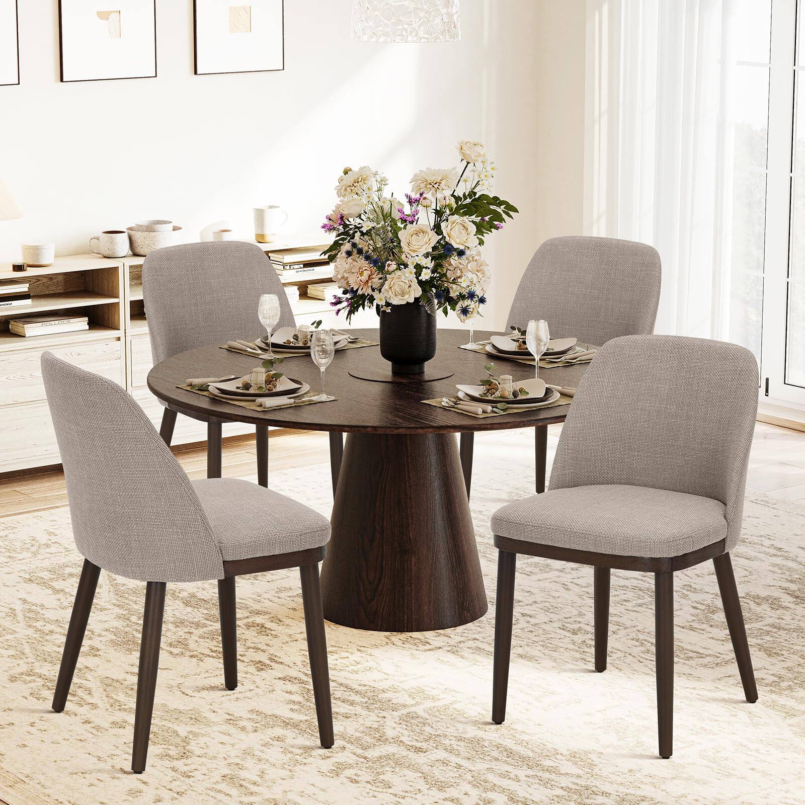 Camel Set of 4 Upholstered Dining Chairs