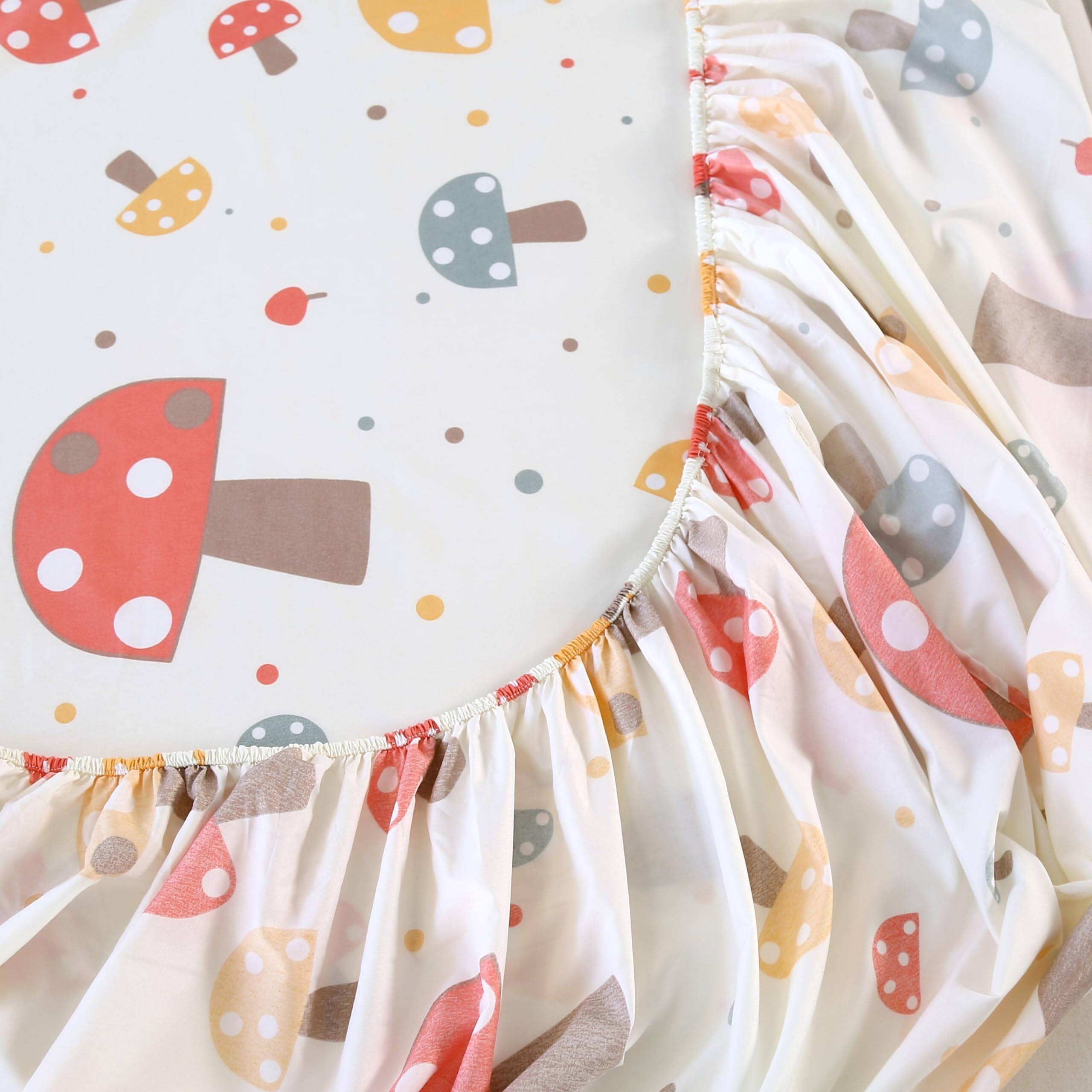 Alt View 3. Fabibe - Cute Mushroom Fitted Sheet With 2 Pillowcases Not Including Flat Soft Microfiber Deep Pocket Sheets For - Mushroom-Full.