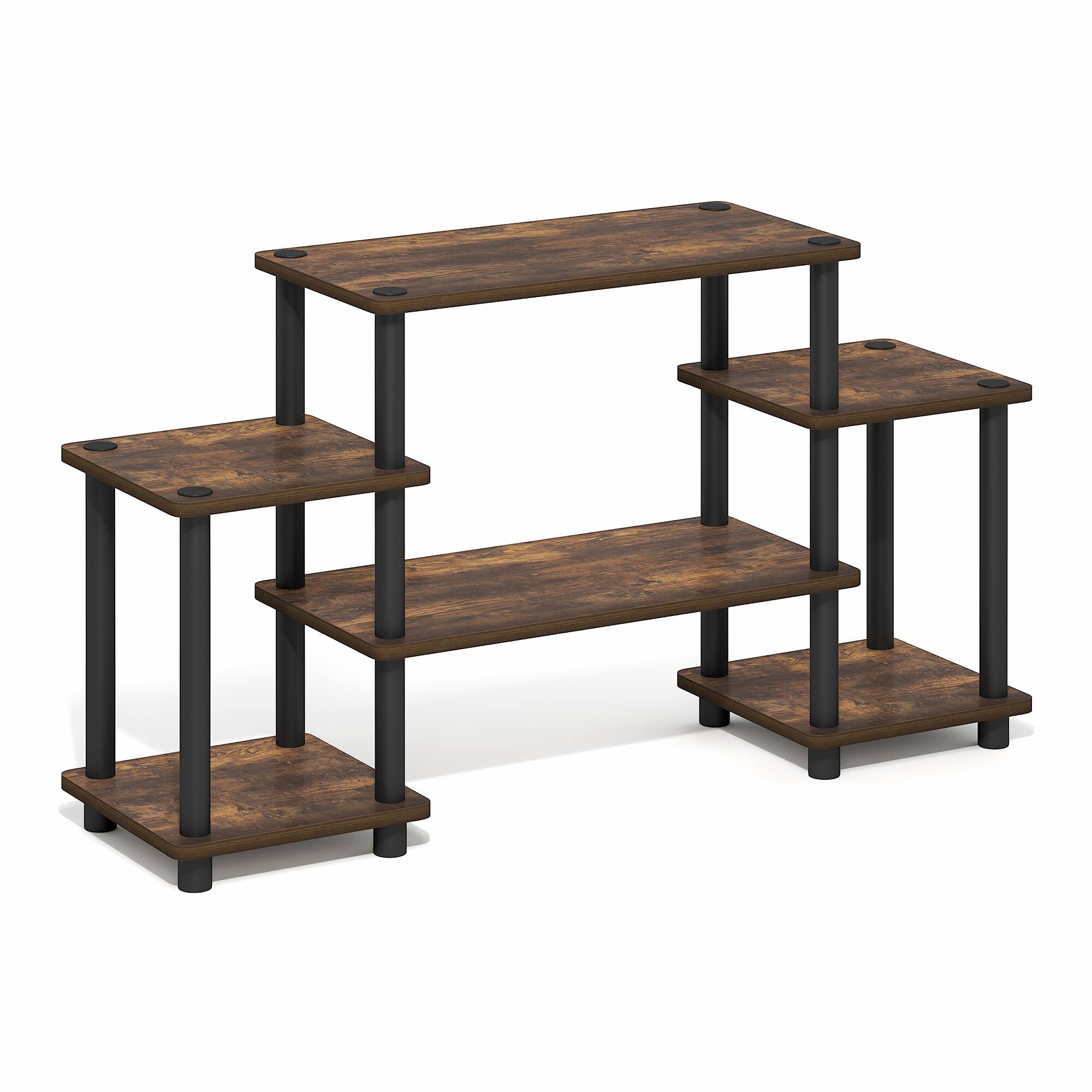 Alt View 6. Furinno - TURN-N-TUBE TV Stand, Entertainment Center with Open Shelves, Toolless TV Console with Raised Top for TV up to 32 Inch - Amber Pine/Black.