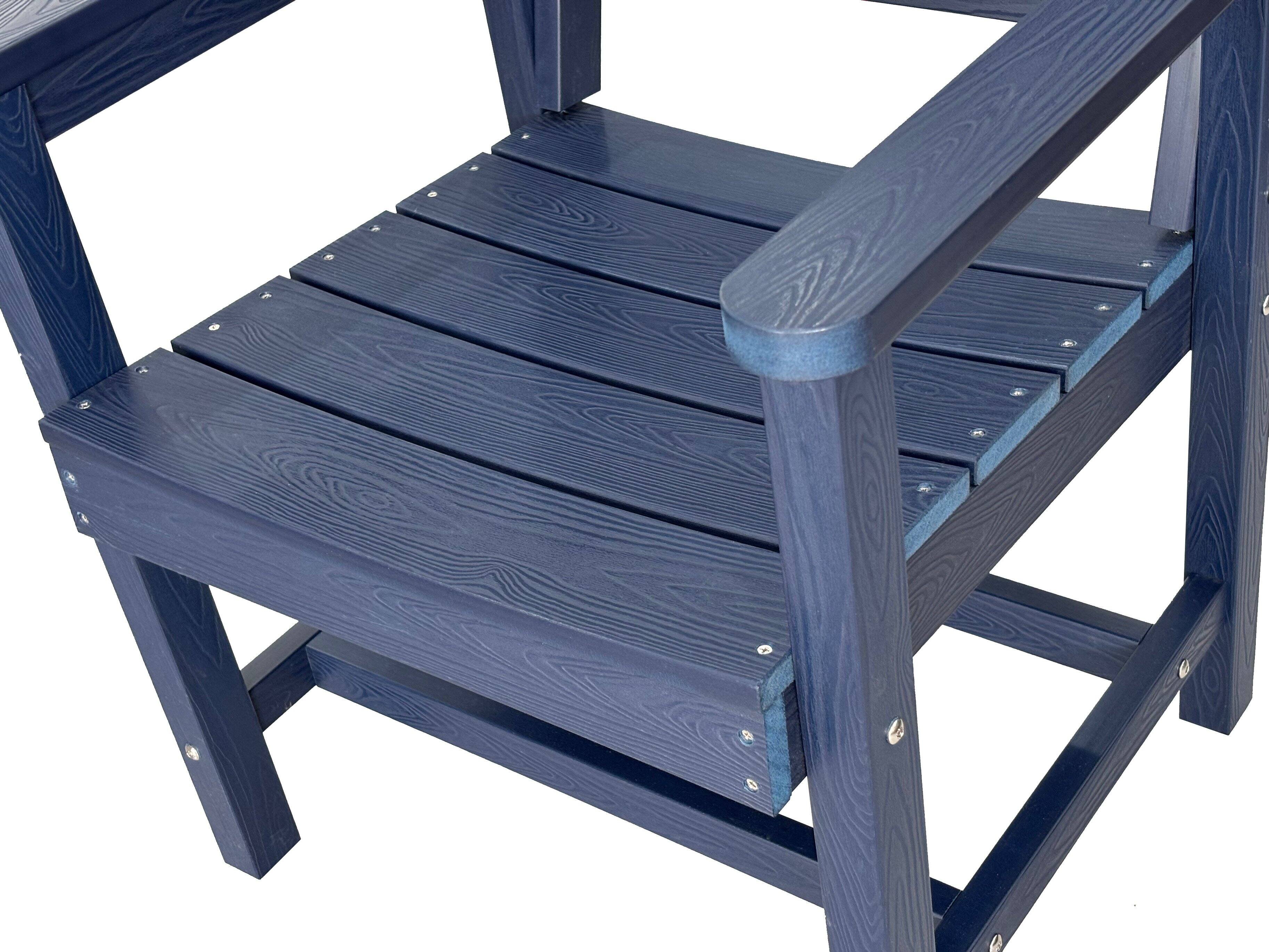 Alt View 10. Fortune Candy - Poly Lumber Patio Dining Set, 70.9" Table & Slat Back Chairs with Umbrella Hole, Weather-Resistant（Navy Blue, 7-piece) - Navy Blue.