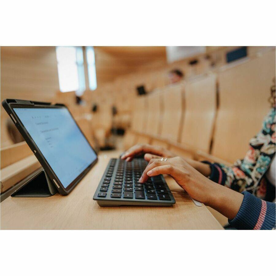 Alt View 2. CHERRY - CHERRY KW 7100 Keyboard - Multi-Device, Compact, 3 Bluetooth Channels, AES-128 Encryption, Status LEDS, Abrasion-proof - Slate Blue.