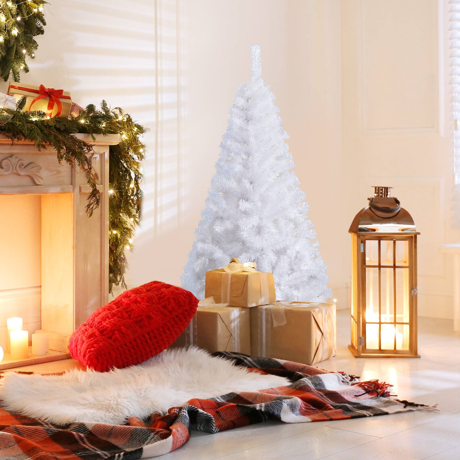 Alt View 4. Costway - 5Ft Artificial PVC Christmas Tree W/Stand Holiday Season Indoor Outdoor - White.