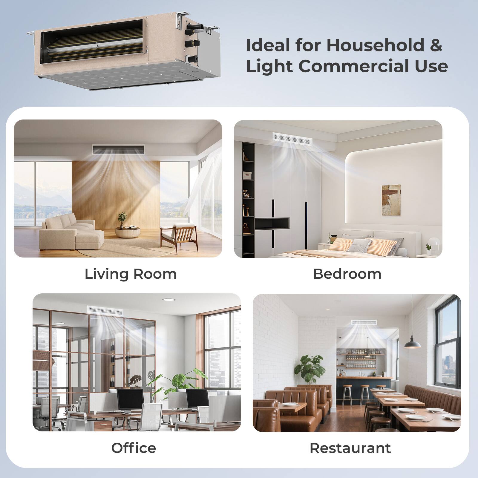Ideal for Household & Light Commercial Use - Living Room Bedroom Office Restaurant