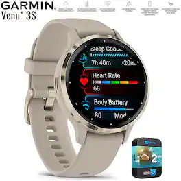 Garmin - Refurbished Excellent - Venu 3S Fitness GPS Smartwatch Gold/Gray (41mm) + 2 Year Extended Warranty Bundle - Soft Gold Stainless Steel|French Gray - (2023)