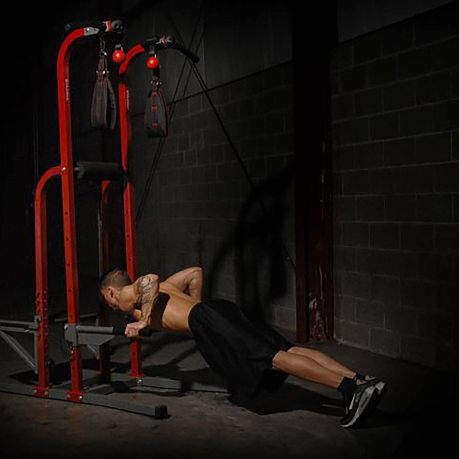 Alt View 10. Stamina Products - Stamina X Fortress Power Tower Home Gym Pull Up Fitness Workout Station, Red - Red/Black.