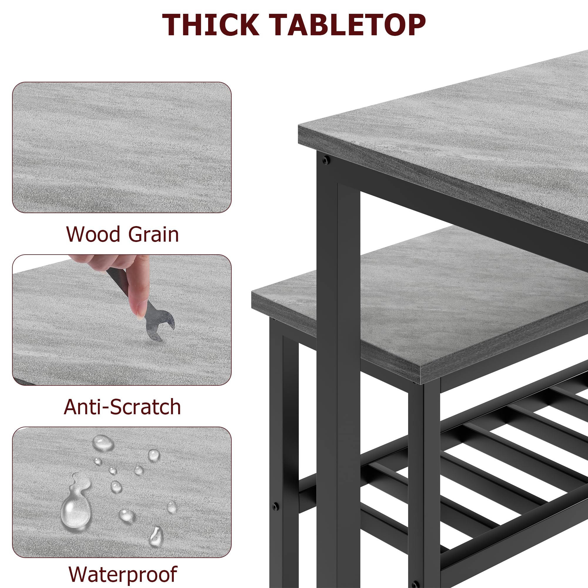 THICK TABLETOP

- Wood Grain
- Anti-Scratch
- Waterproof