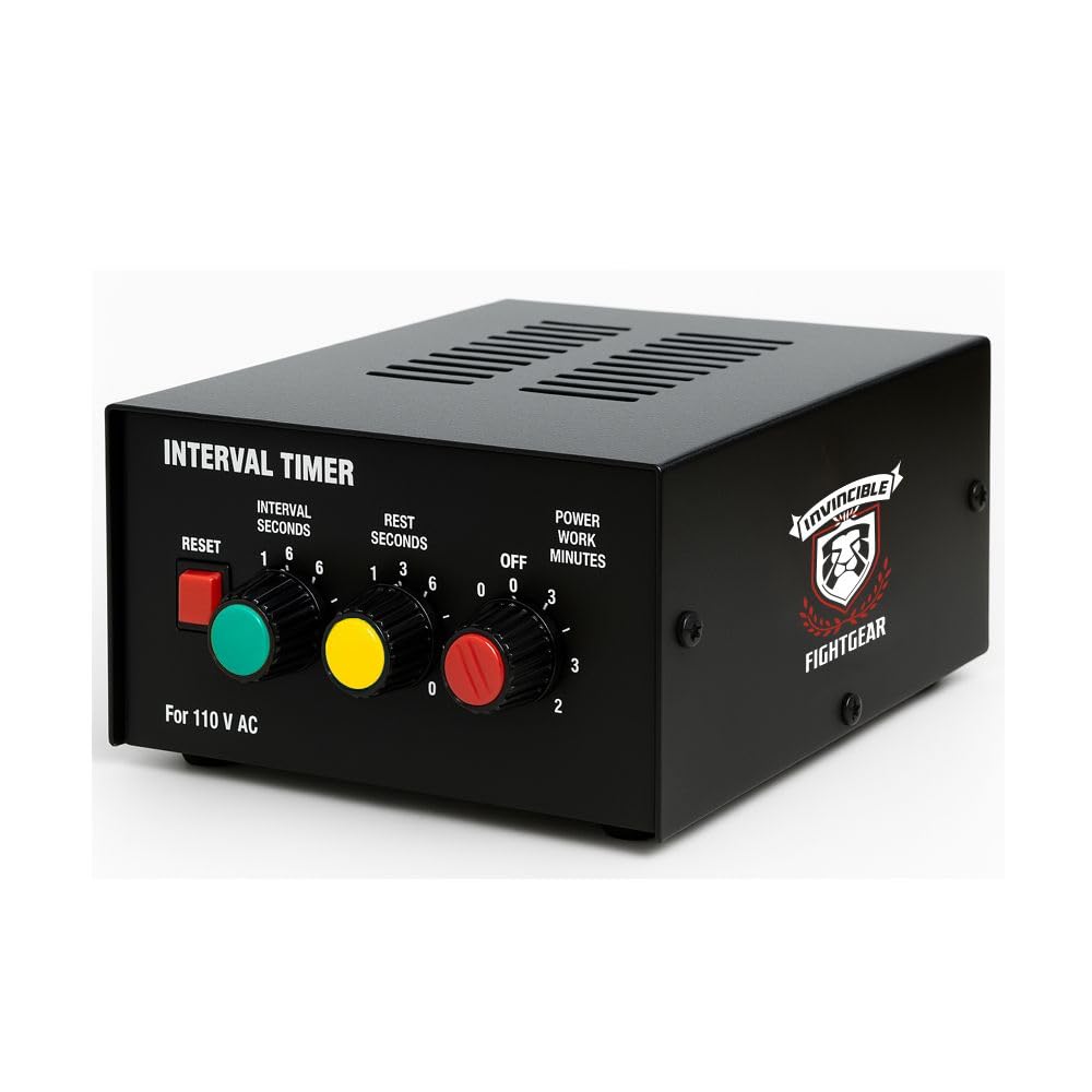 Amber Sporting Goods - Boxing Timer, 2 or 3 Minute Rounds, Steel Gym Interval Timer for Boxing, MMA, Kickboxing, Martial Arts - Black