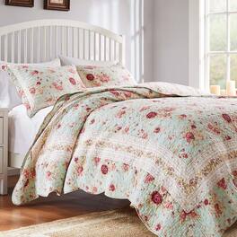 Greenland Home Fashions - Greenland Home Antique Rose Authentic Patchwork Construction Quilt Set 2-Piece Twin/XL - Blue