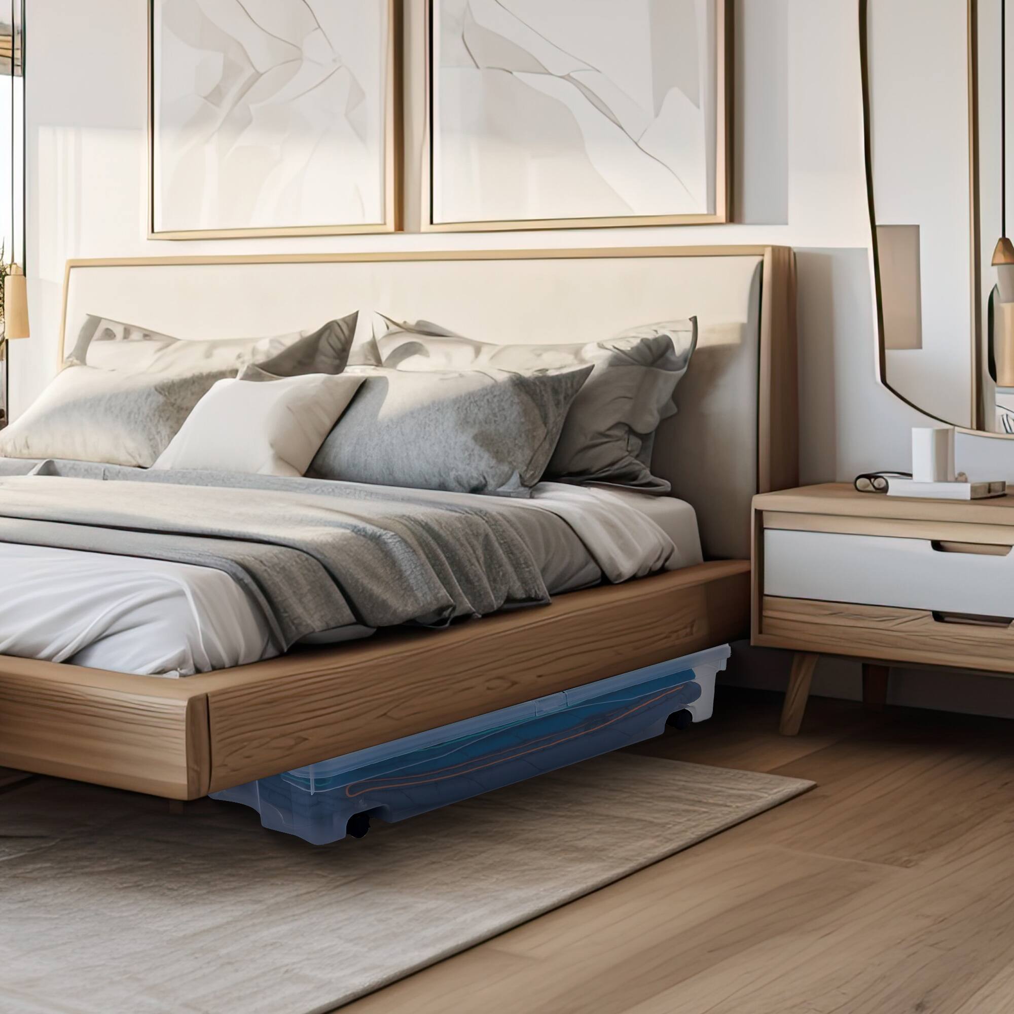 Alt View 2. RubberMaid - Rubbermaid 70 Qt Under Bed Wheeled Storage Boxes with Dual Hinged Lids (2 Pack) - Clear.