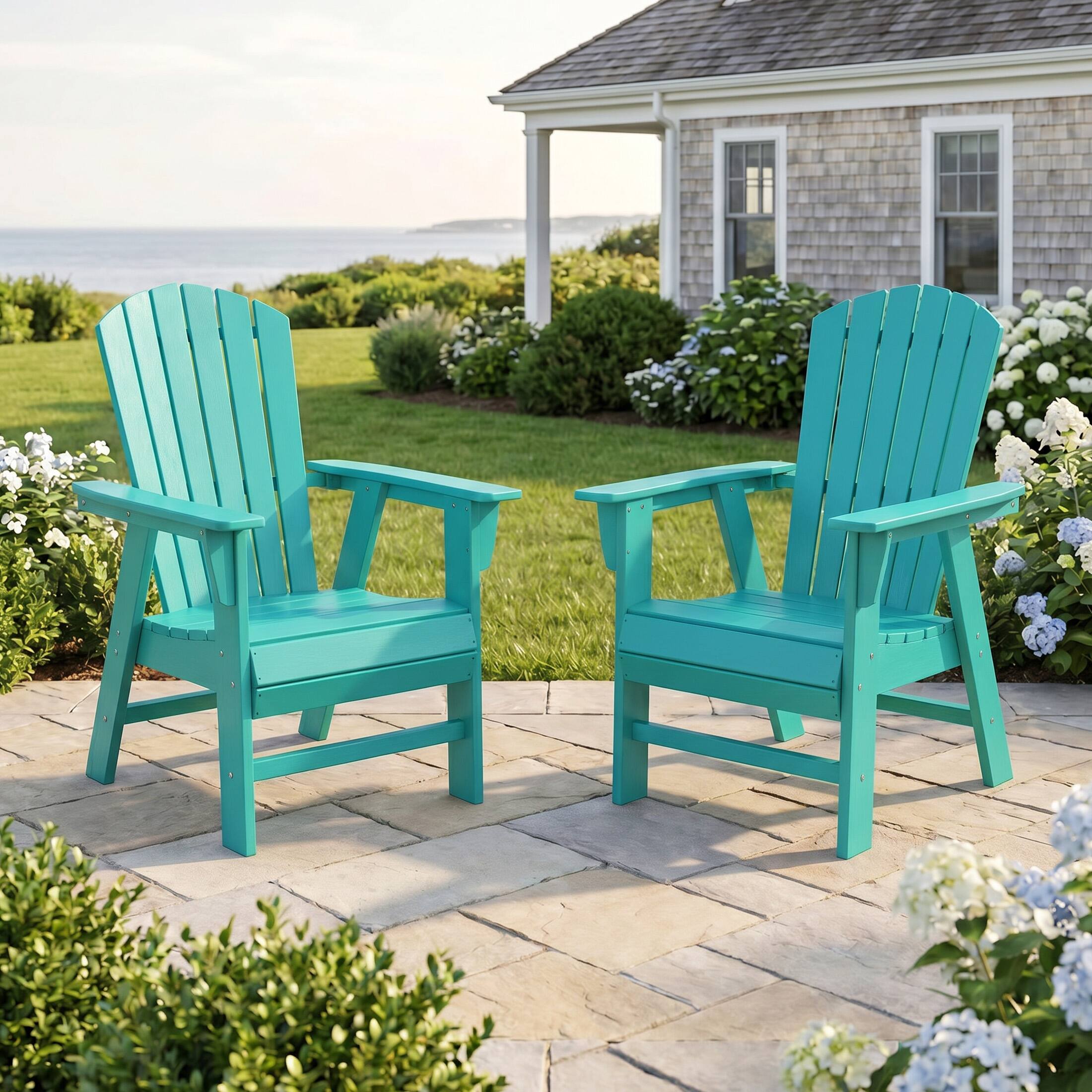 WestinTrends Dylan HDPE Seashell Upright Adirondack Chair (Set of 2 ...