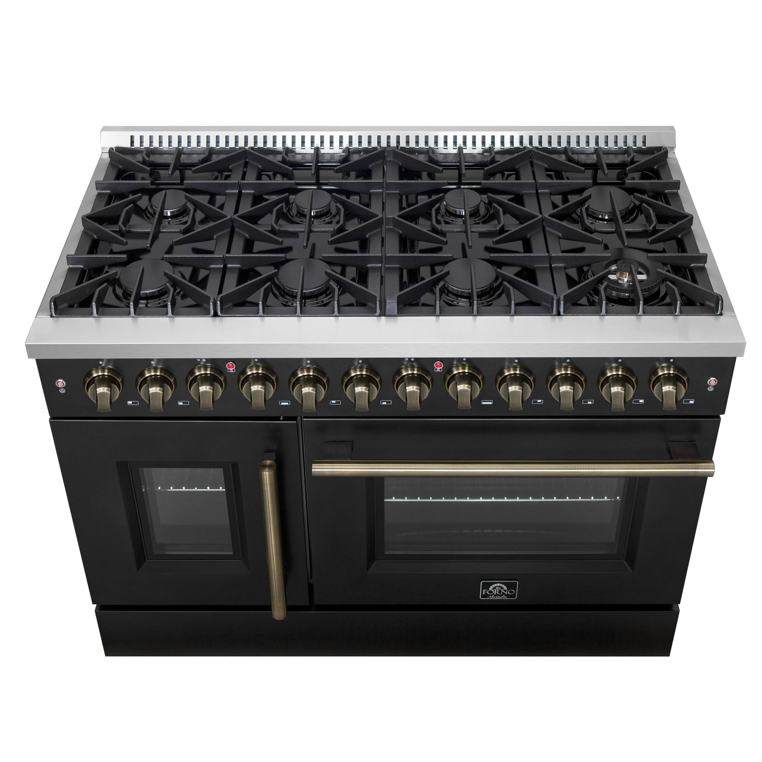 Alt View 7. Forno Appliances - 48 in. Wide 8 Burner Galiano 6.58 Cu. Ft. Freestanding Dual Fuel True Convection Range - Black.