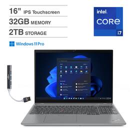 Lenovo - T16 Gen 2 Laptop 16.0 WUXGA (Intel i7-1355U, 32GB DDR5, 2TB PCIe SSD, Intel UHD, Win 11 Pro) w/USB Hub - Storm Grey