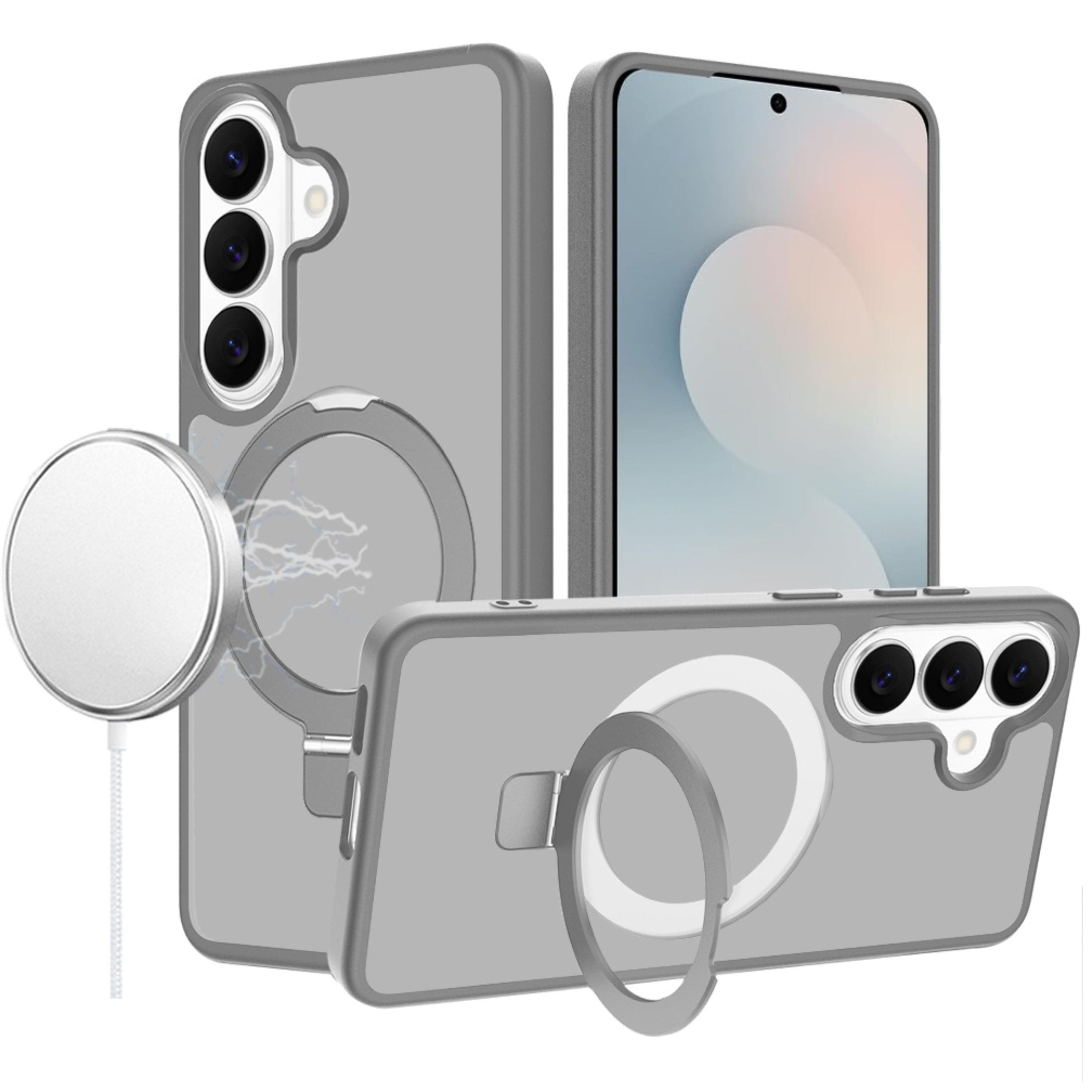 Kitcheniva - Metal Circle Ring Stand Rugged Cover Plus Tempered Glass For Samsung S25 FE Grey - Gray price history on PriceWatchPro