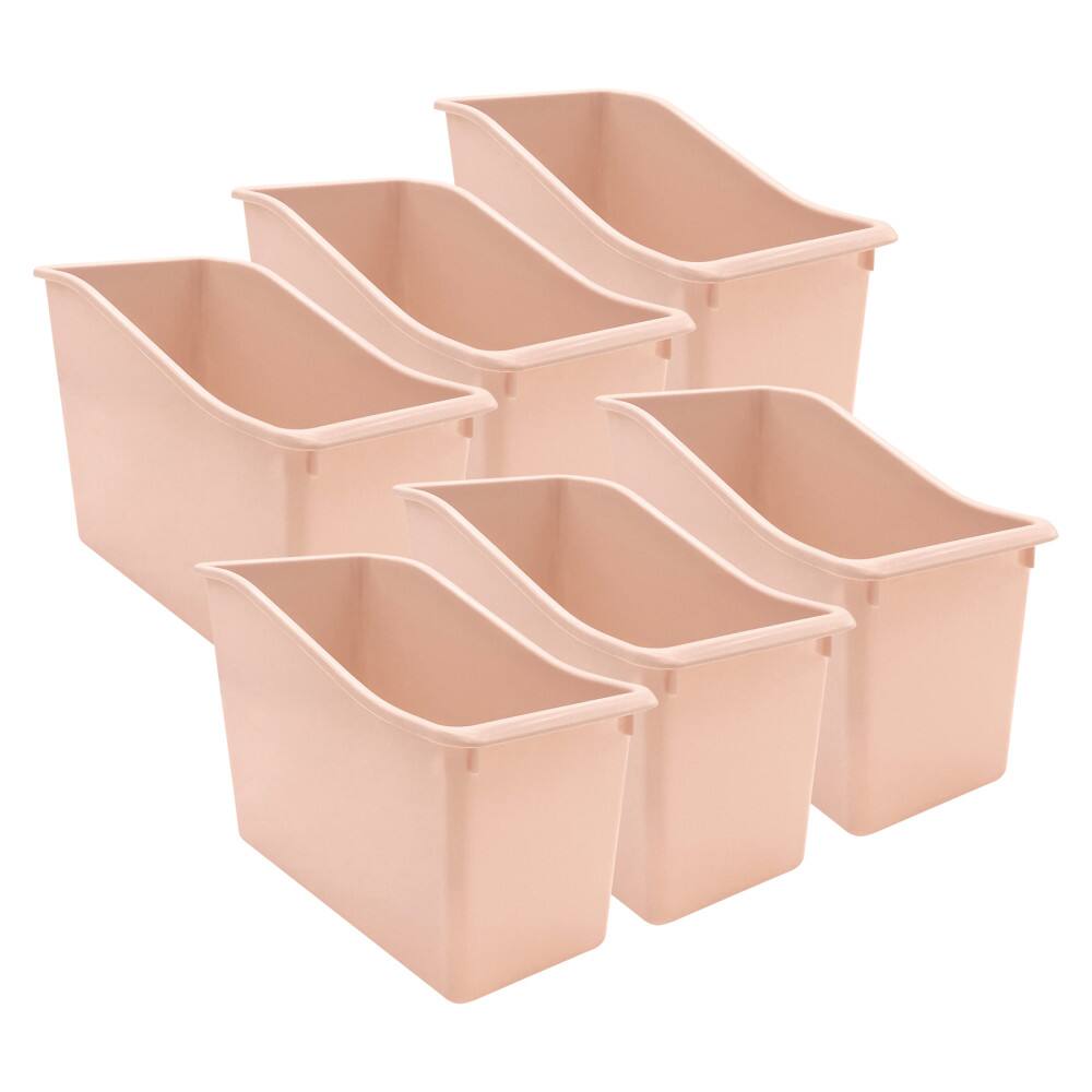 Front. Teacher Created Resources - Teacher Created Resources Blush Plastic Book Bin, Pack of 6.