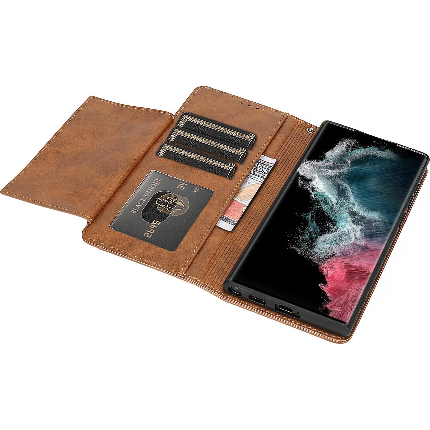 Alt View 14. SaharaCase - Folio Wallet Case for Samsung Galaxy S22 Ultra - Brown.