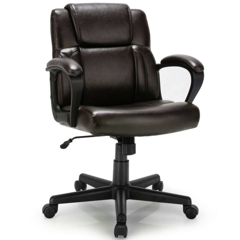 Front. Ecooso - Office Chair Adjustable Leather Executive Chair with Armrest - Brown.