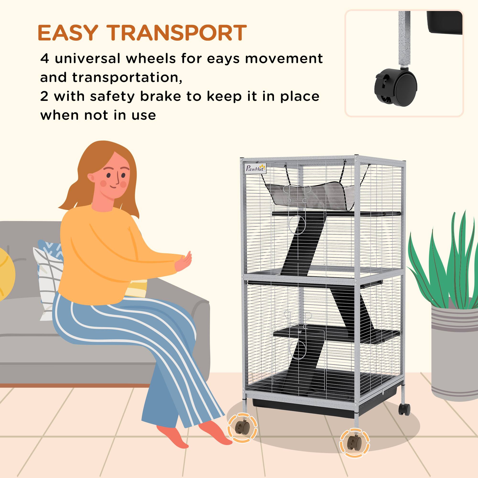 EASY TRANSPORT  
4 universal wheels for easy movement and transportation,  
2 with safety brake to keep it in place when not in use
