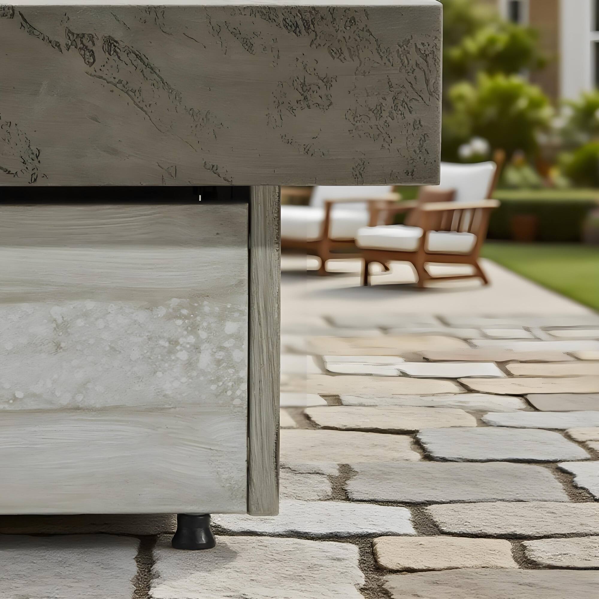 Back. Aukfa - Outdoor Firepit Table - 48x24 Inch Rectangle, 50000 BTU Propane Fire Pit with Two Height Options.