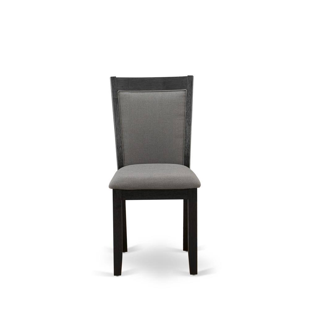 Left. East West Furniture - MZC6T50 Modern Dining Chairs - Dark Gotham Grey Linen Fabric Seat and High Chair Back - Wire Brushed Black Finish (SET - Wire Brush Black.