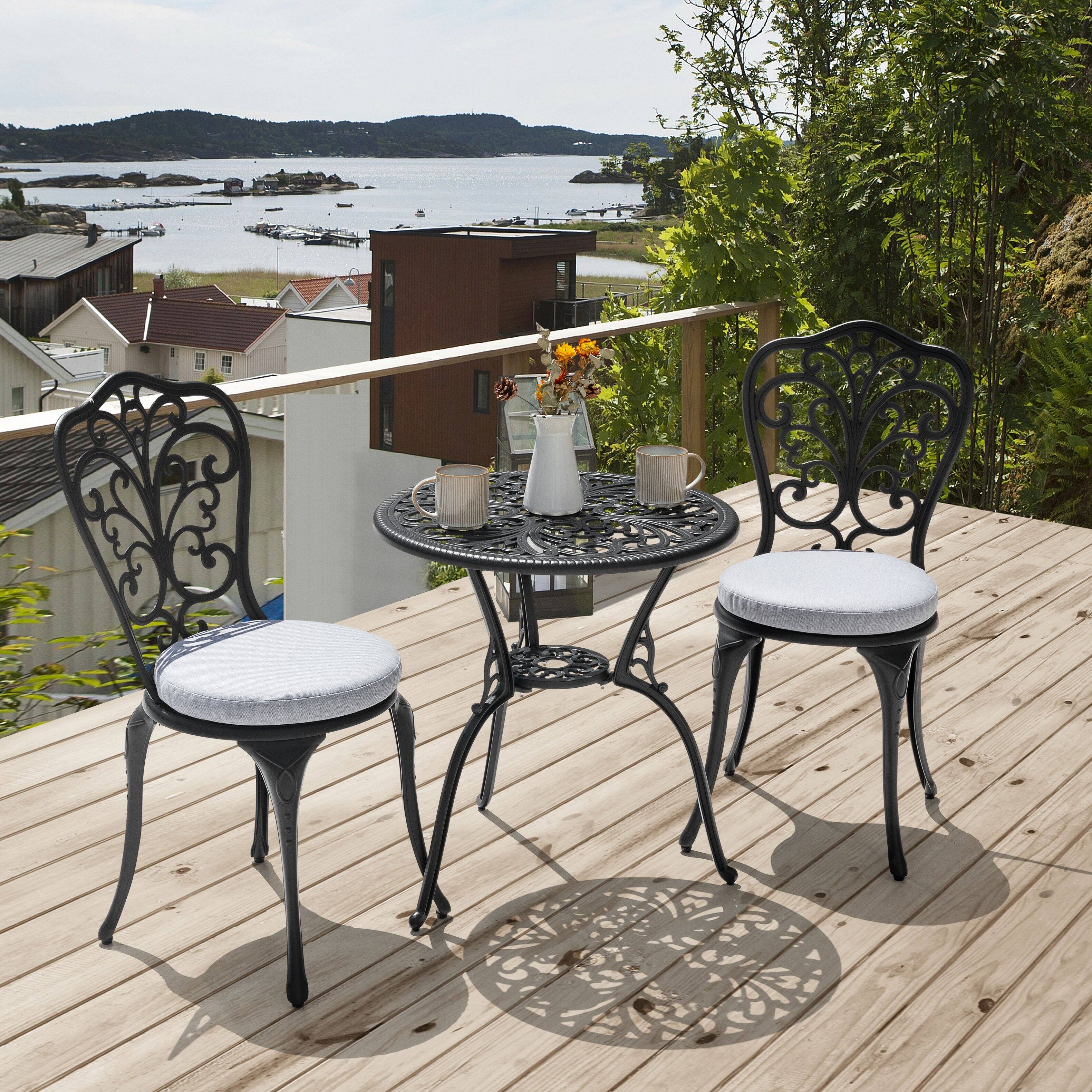 Alt View 1. Nuu Garden - Outdoor 2-Pack 15'' x 1.4" Round Chair Seat Cushions with Straps - Gray.