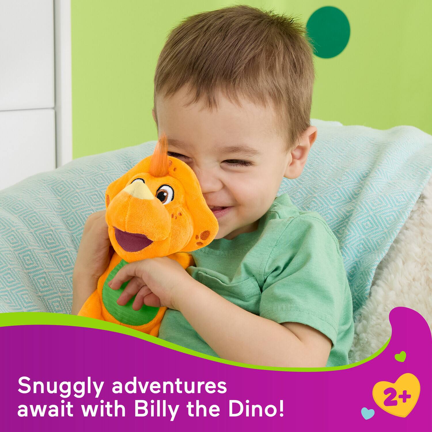 Snuggly adventures await with Billy the Dino! 2+