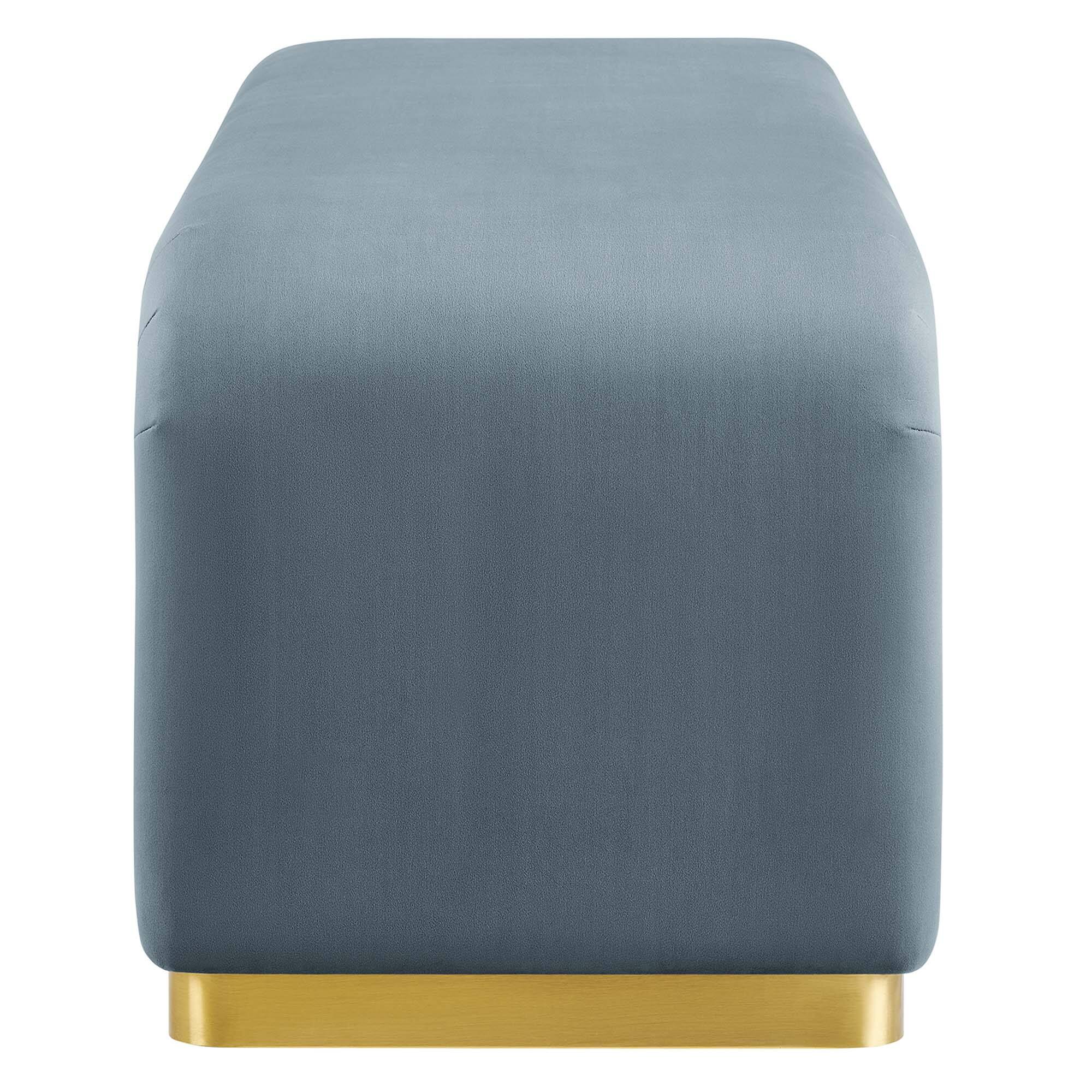 Back. Modway - Koda Performance Velvet Waterfall Long Bench by Modway - Blue.