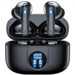 VEAT00L - VEATOOL P91 Wireless Earbuds Bluetooth Headphones V5.4 Stereo Ear buds with Noise Cancelling Mics 60H Playback Mini Case - Black