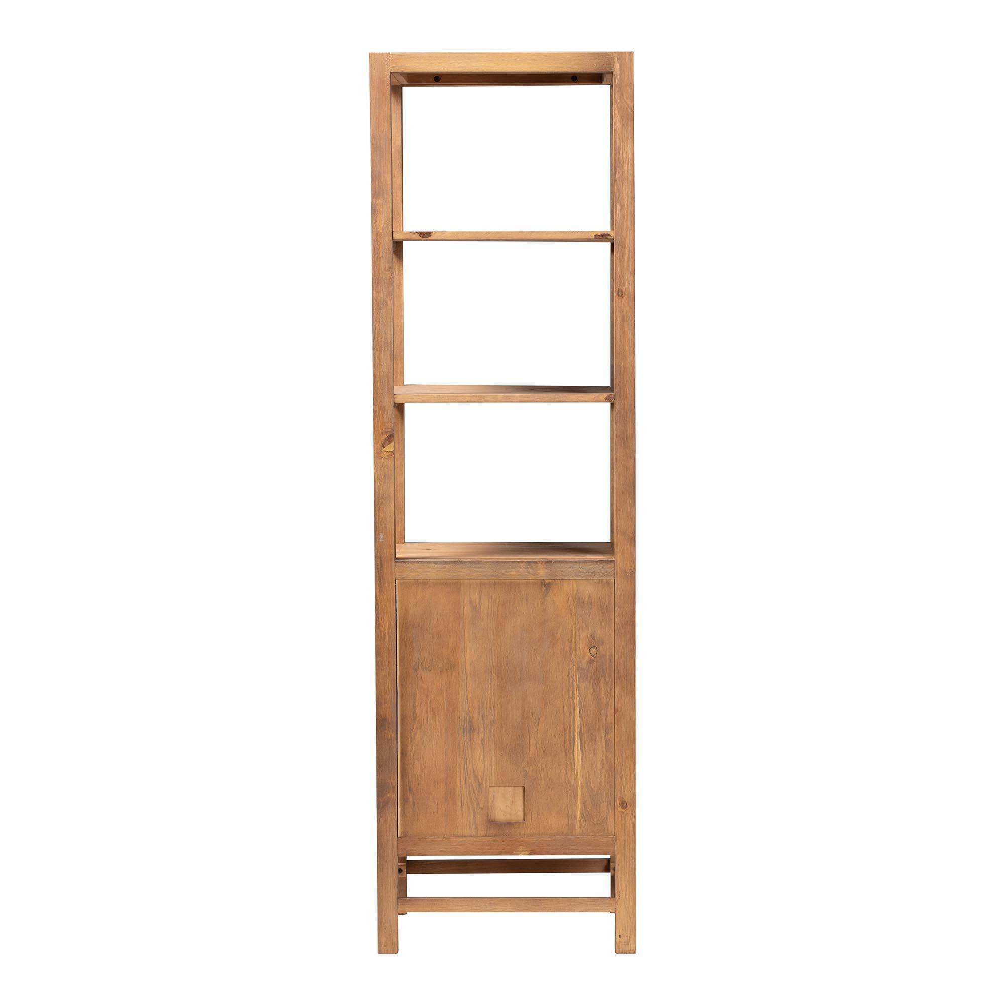 Alt View 1. bali & pari - bali & pari Sibu Storage Cabinet with Rattan Door - Tall Accent Display Tower with Open Shelves and Cabinet - Natural.