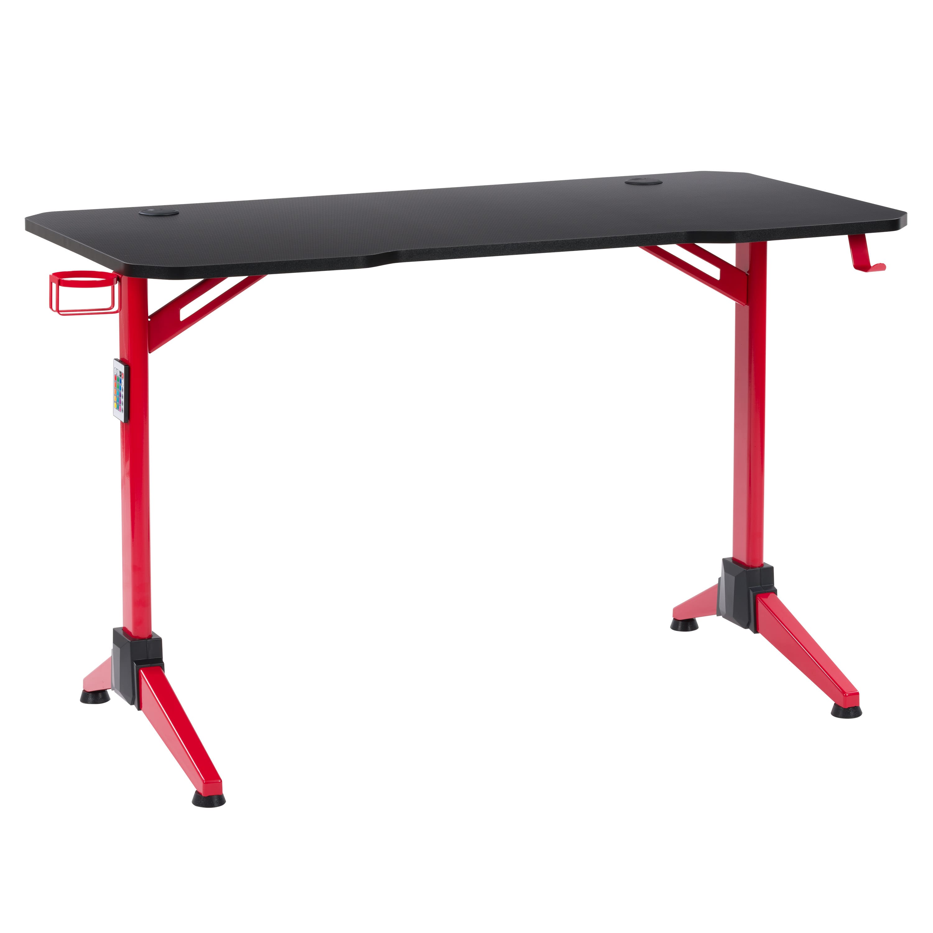 CorLiving – Conqueror Gaming Desk with LED Lights – Red and Black Sansujyuku sansujyuku.com