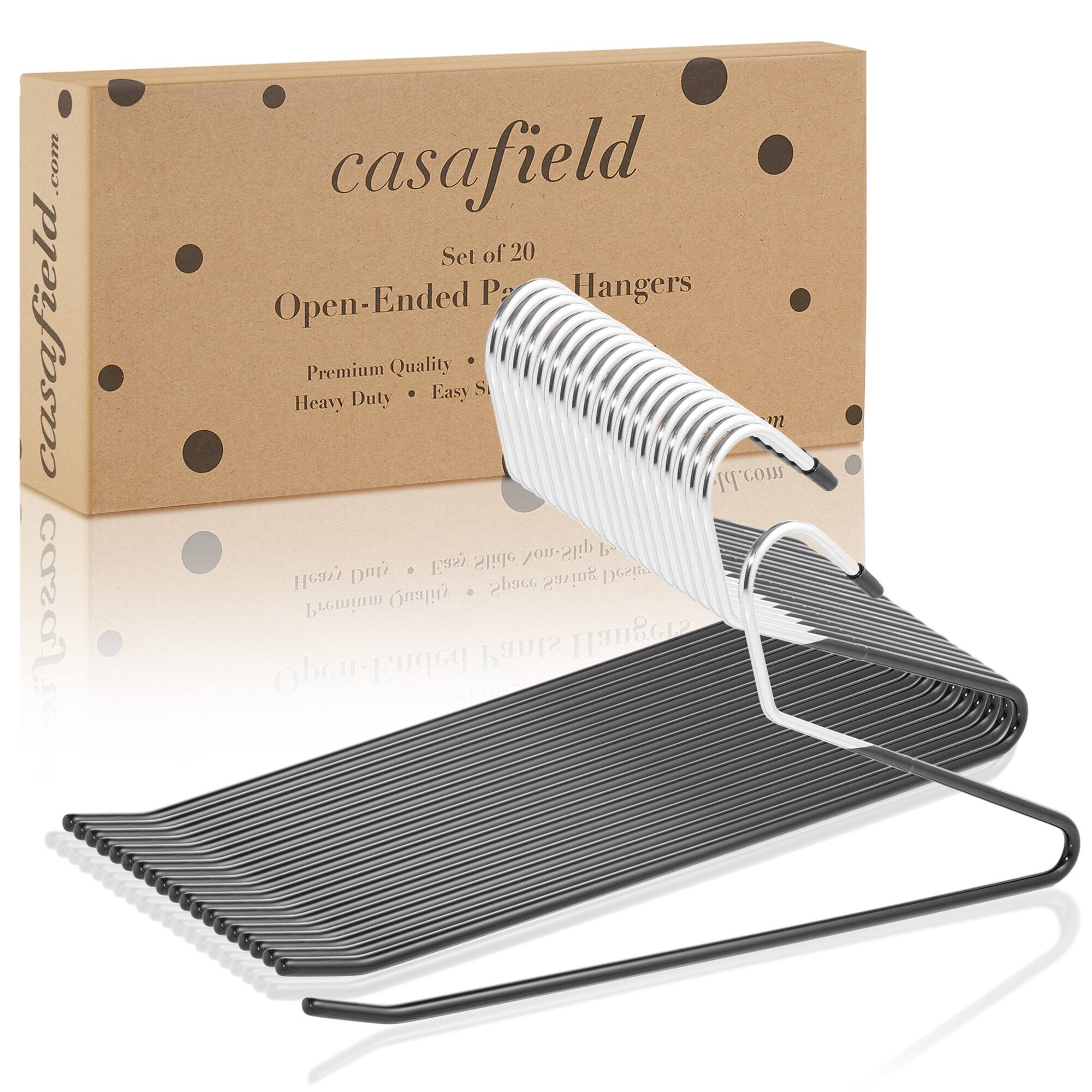 casafield.com casafield Set of 20 Open-Ended Pants Hangers Premium Quality Heavy Duty Easy Slide Non-Slip Heavy Duty Space Saving Design Premium Quality Pants Hangers Open-Ended