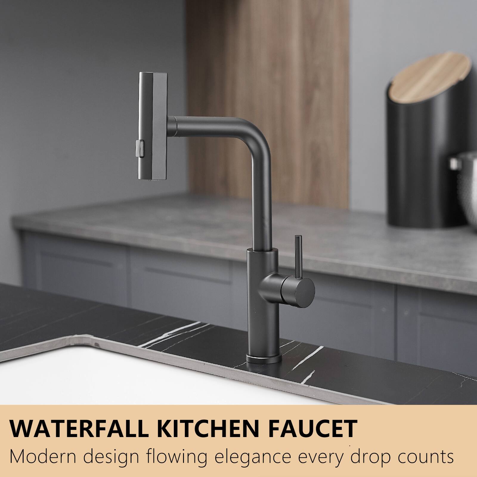 WATERFALL KITCHEN FAUCET  
Modern design flowing elegance every drop counts