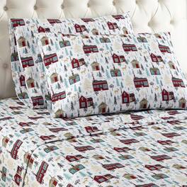 Shavel Home Products - Shavel Micro Flannel Printed Sheet Set - Full Flat/Fitted Sheet 86x100/75x54x16" 2-Piece Pillowcase - 21x32" - Cabins