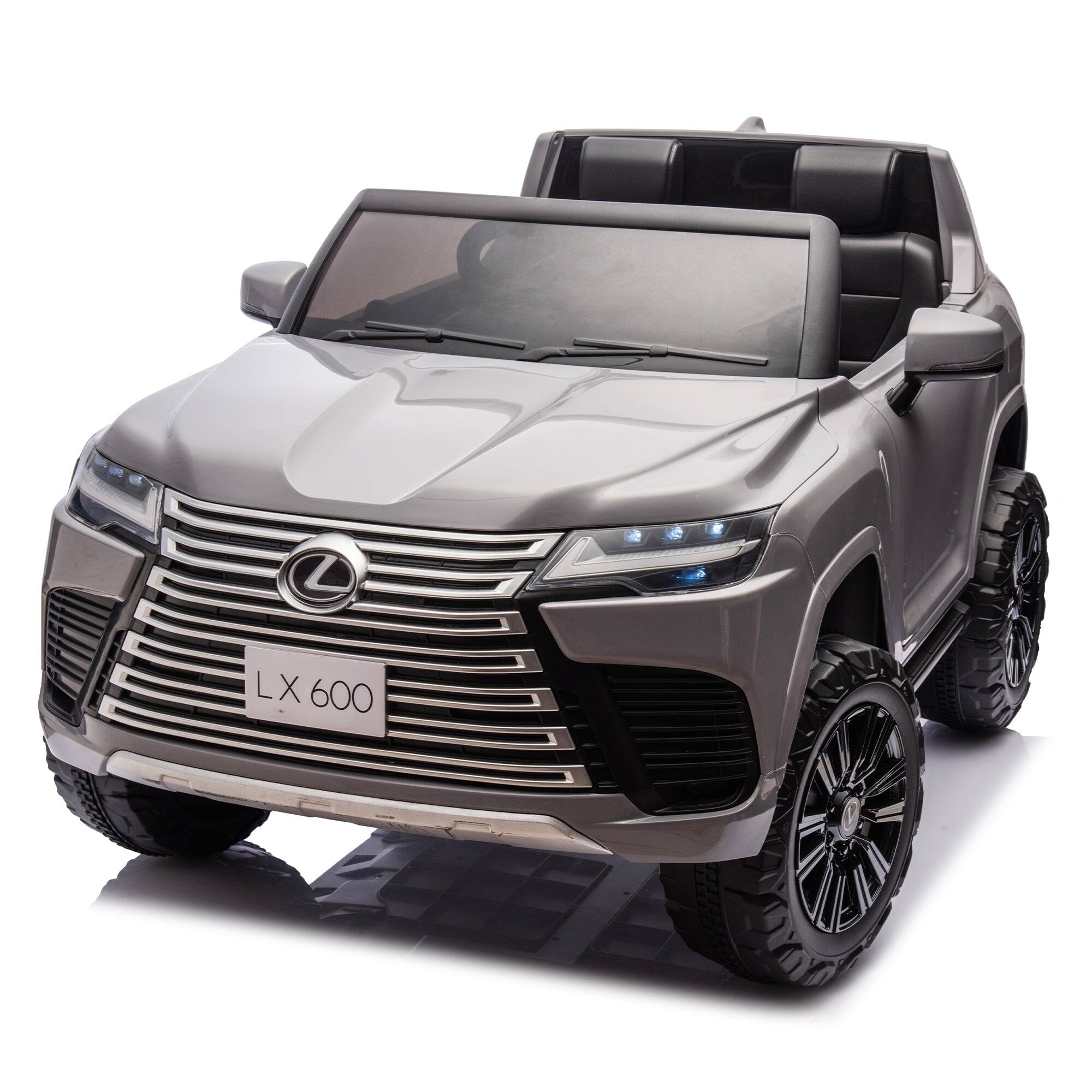 Left. BreeBe - Licensed LEXUS LX600 24V Kids Ride-On Car 2-Seater 2WD, Parents Control, Bluetooth, Music, Adjustable Speed - Gray.