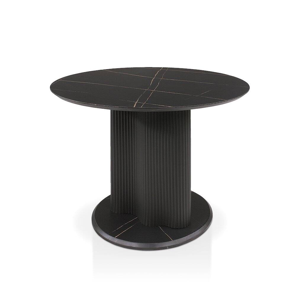Alt View 1. Furniture of America - Elara Iron Base Pedestal Round Dining Table - Black.