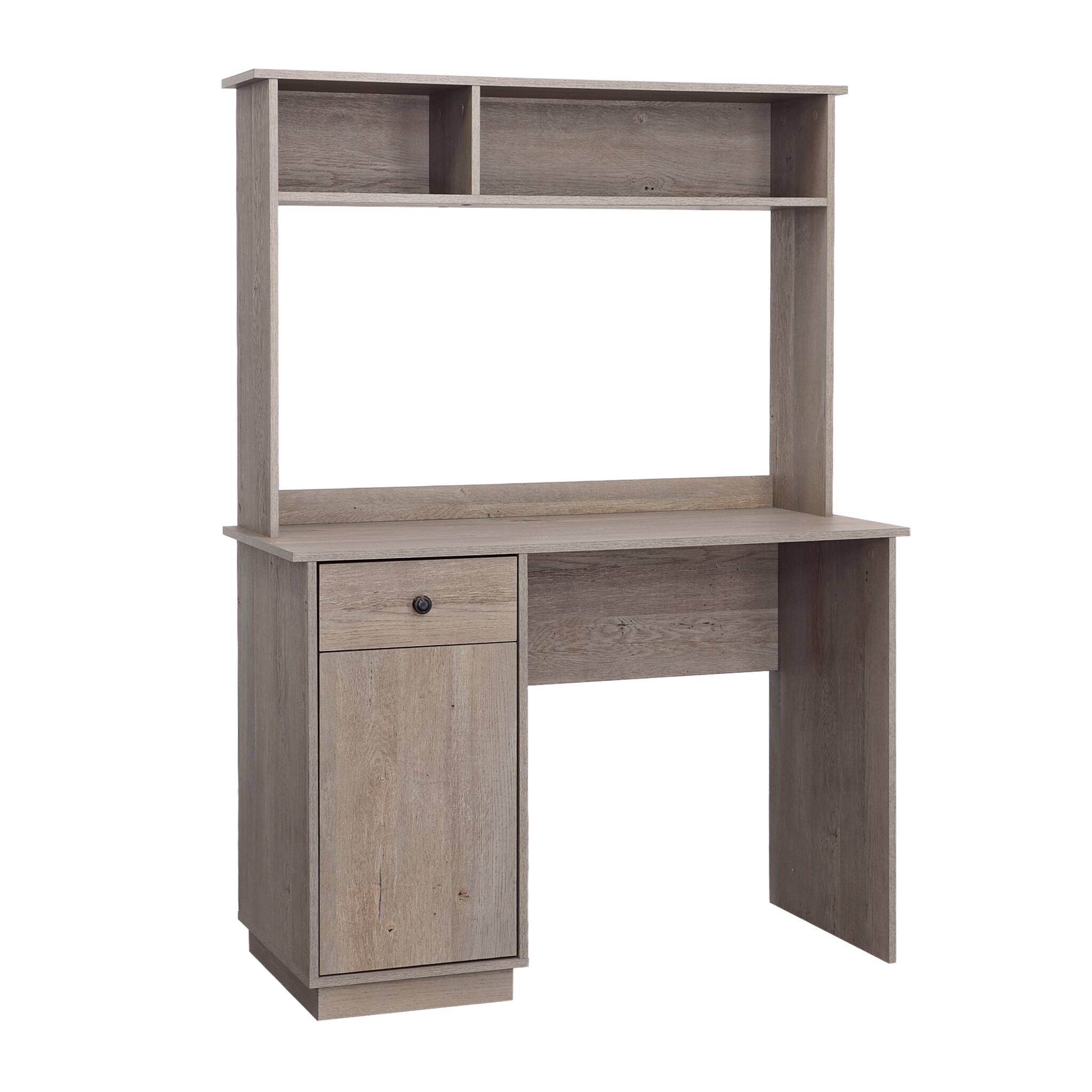 Front. TinyHomie - Desk With Hutch Gray finish - Gray.