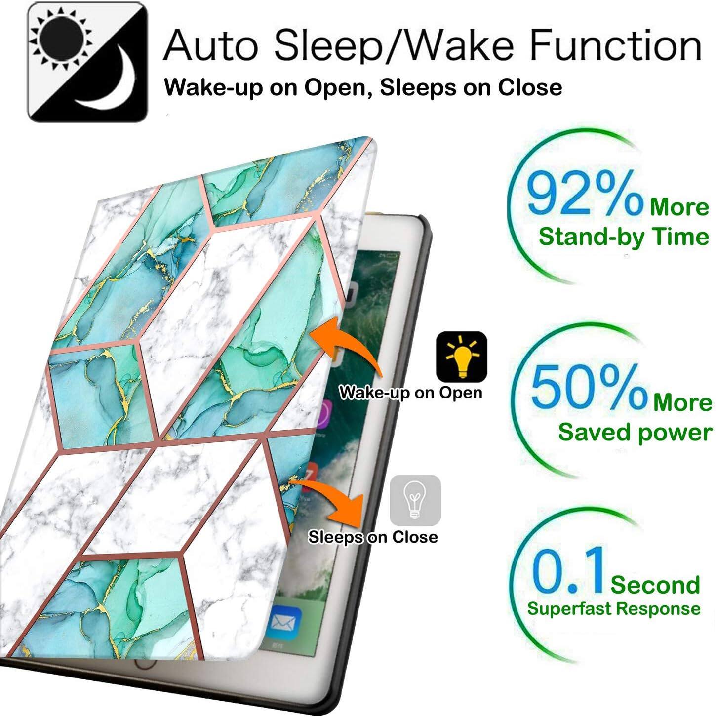 Auto Sleep/Wake Function  
Wake-up on Open, Sleeps on Close  

92% More Stand-by Time  

Wake-up on Open  
50% More Saved power  

Sleeps on Close  

0.1 Second Superfast Response