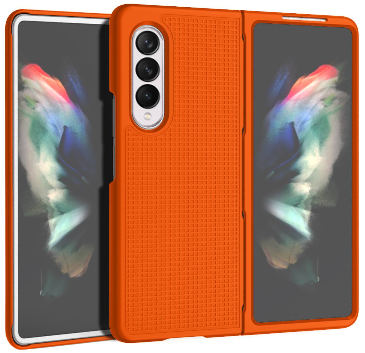 Alt View 6. Nakedcellphone - Slim Case and Belt Clip Holster Combo for Samsung Galaxy Z Fold 3 (SM-F926, 2021) - Orange.