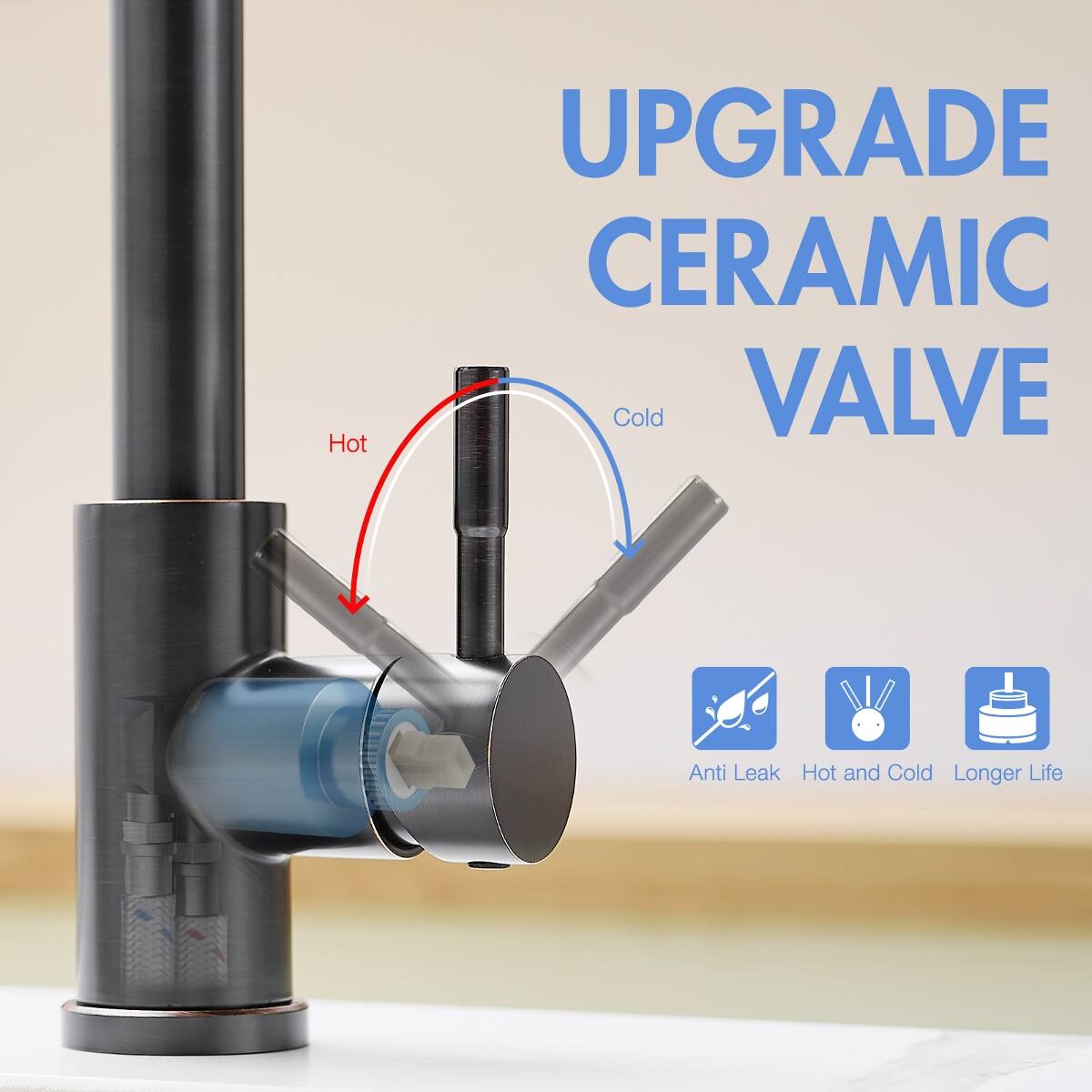 Ropilly Oil Rubbed Bronze Kitchen Faucet Pull Down Kitchen Faucet with ...