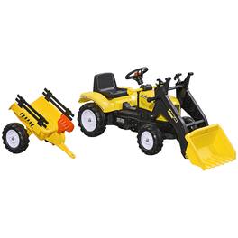 Aosom - Kids Bulldozer/Excavator Toy with Real Working Dirt Bucket, Easy Pedal Controls, 6 Wheels