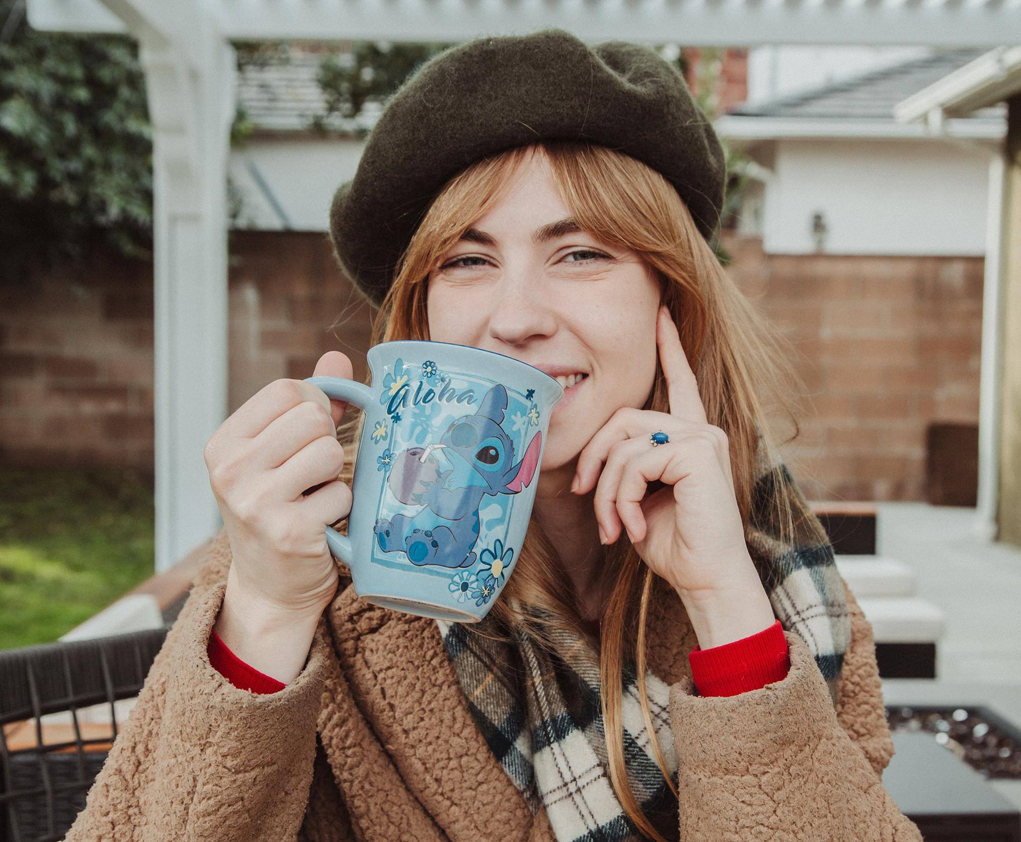 Alt View 5. Silver Buffalo - Disney Lilo & Stitch "Aloha" Wide Rim Ceramic Latte Mug | Holds 16 Ounces - Blue.